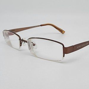 Kam Dhillon KD3002 Brown Semi Rimless Rectangular Eyeglasses Frame 50-19-135